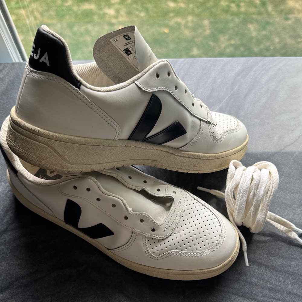 Veja Women’s White and Black Leather Sneakers